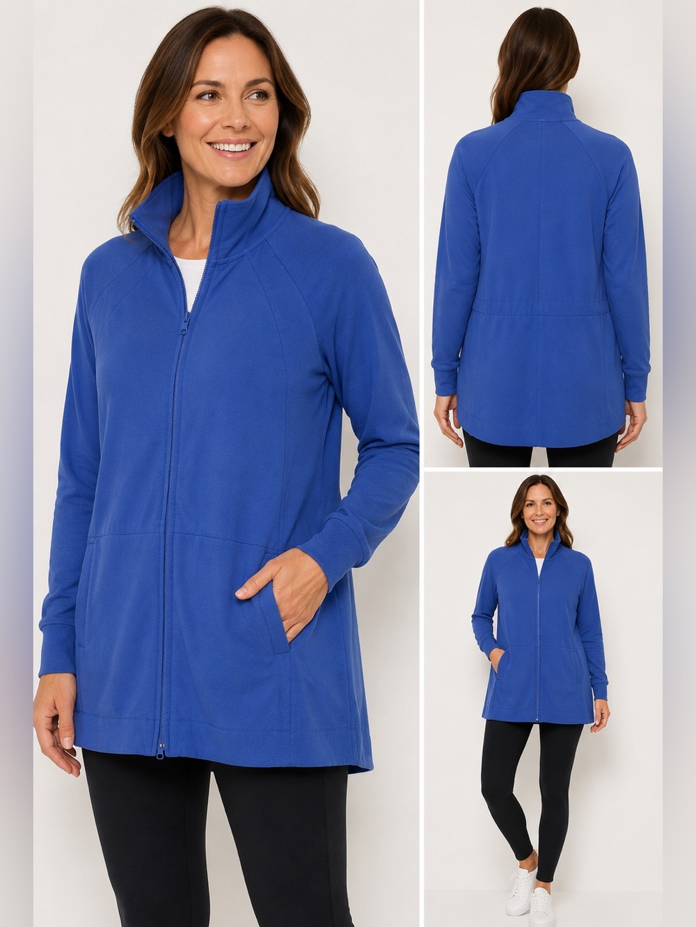 T by Talbots Women’s XL Blue Full Zip Tunic Jacket Modal Stretch